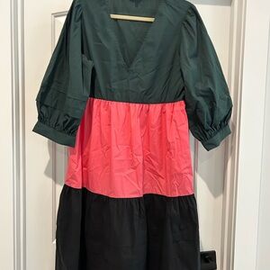 CROSBY by Mollie Burch Green, Pink, and Black Ladies Dress